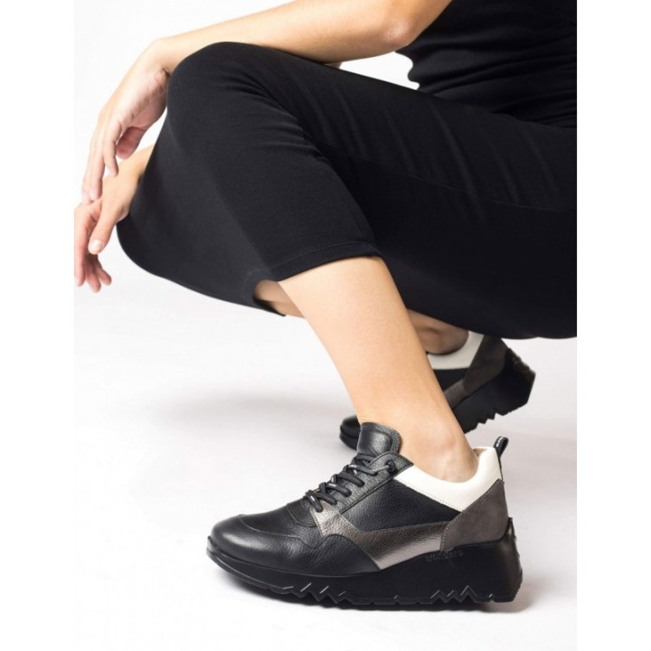 WONDERS Zapatillas Vestir Piel Combinadas