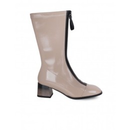 Botas Vestir Charol Cremallera Beige