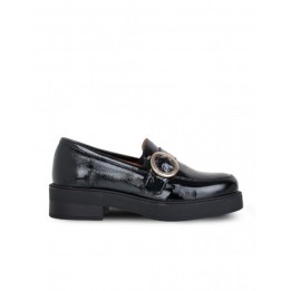 Mocasines Casual Charol Hebilla Negros PERA LIMONERA