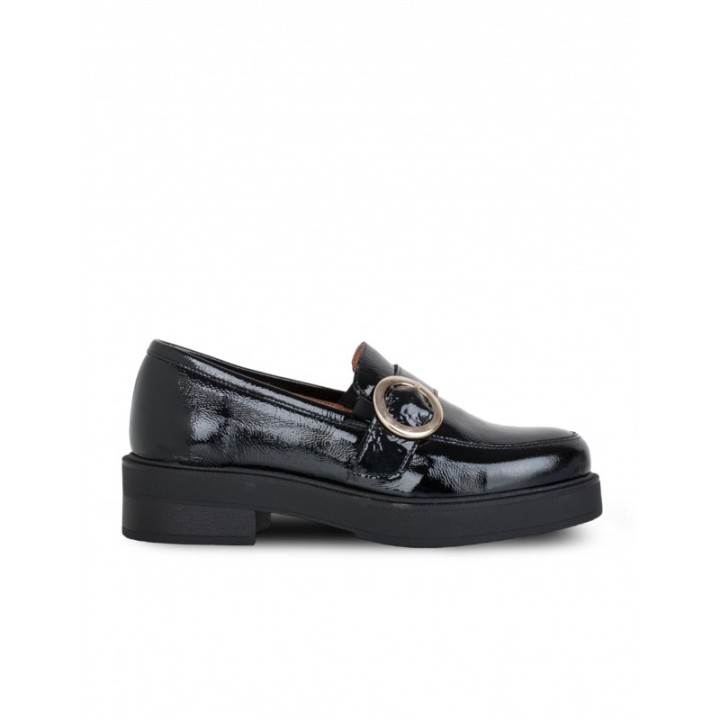 Mocasines Casual Charol Hebilla Negros PERA LIMONERA