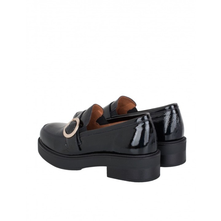 Mocasines Casual Charol Hebilla Negros PERA LIMONERA