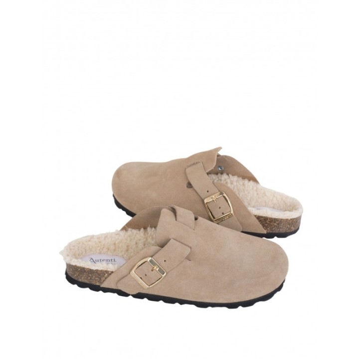 Zuecos Bio Pelo Taupe AUTENTI