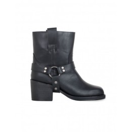 Botines Moteros Tacon Negros Mujer