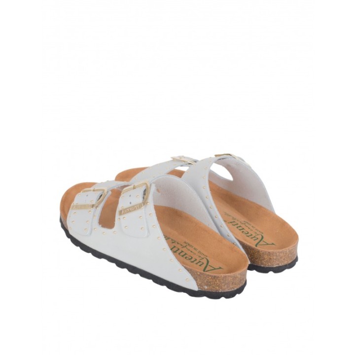 AUTENTI Sandalias Bio Hebillas Tachuelas Blancas