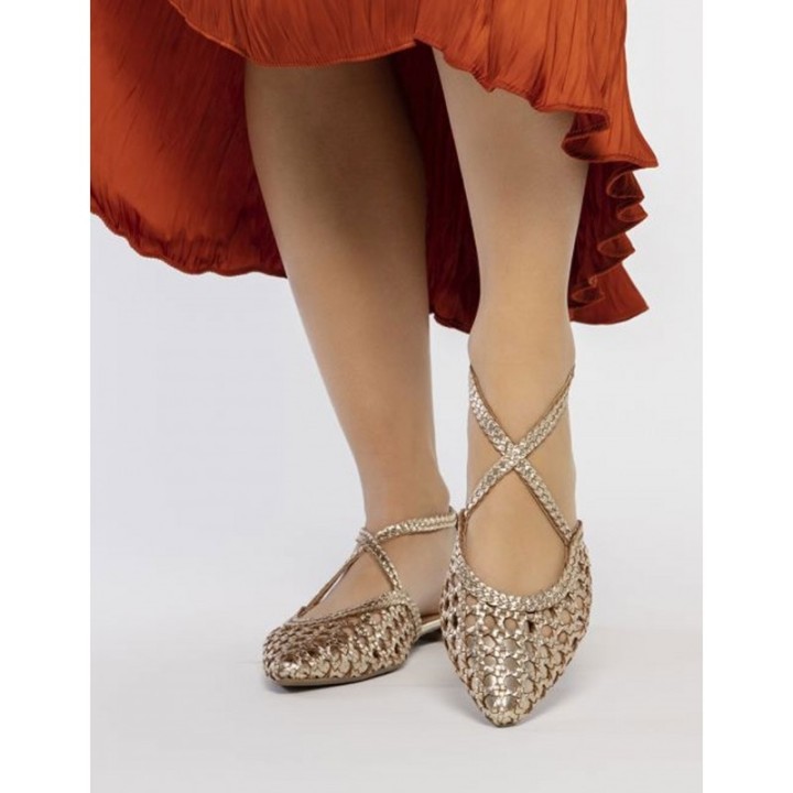 Bailarinas Trenzadas Doradas GIOSEPPO