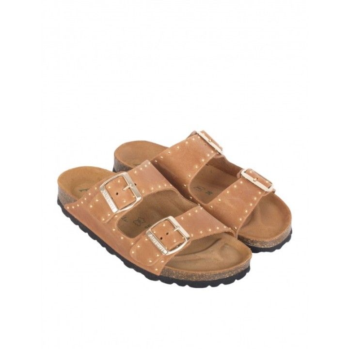 AUTENTI Sandalias Bio Hebillas Tachuelas Cuero