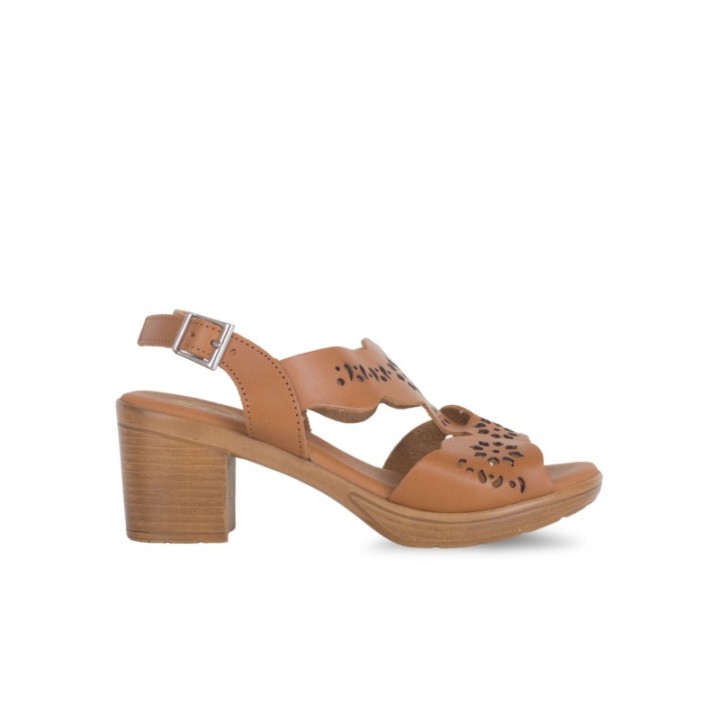 Sandalias Tacon Cuadrado Cuero PERA LIMONERA
