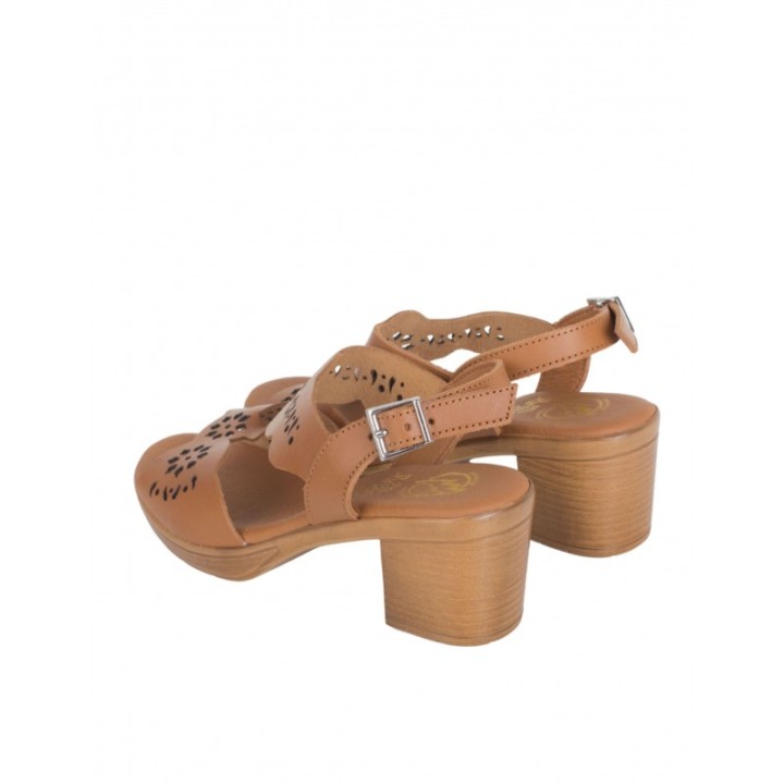 Sandalias Tacon Cuadrado Cuero PERA LIMONERA