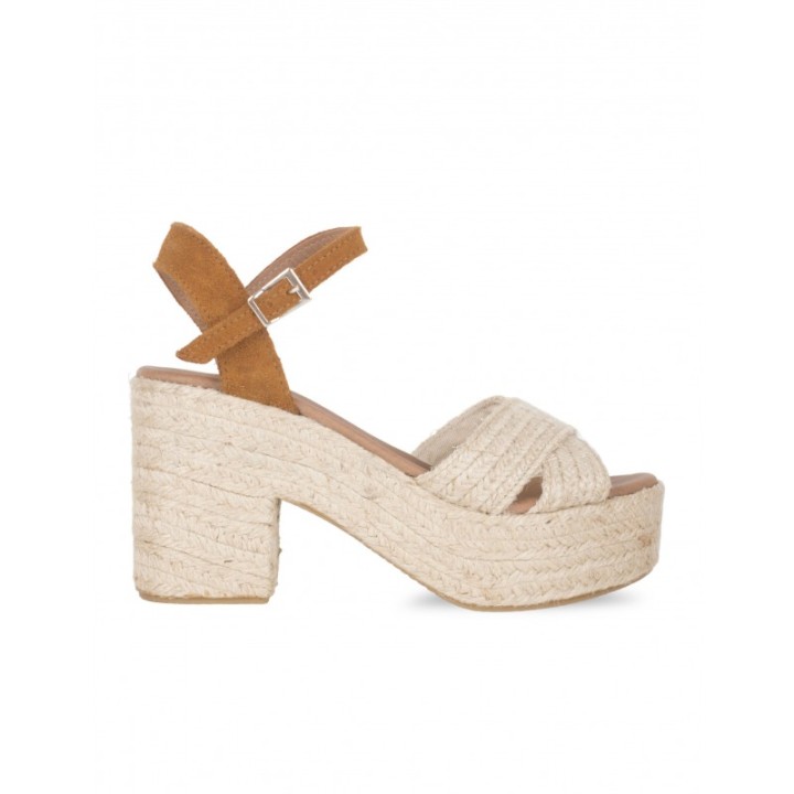 Sandalias Esparto Tacon Marron PERA LIMONERA
