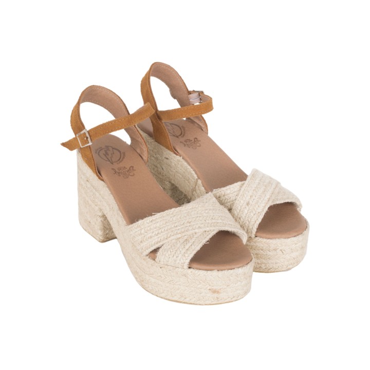 Sandalias Esparto Tacon Marron PERA LIMONERA