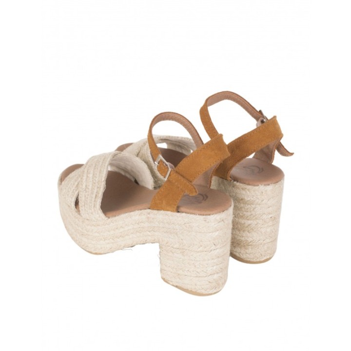 Sandalias Esparto Tacon Marron PERA LIMONERA
