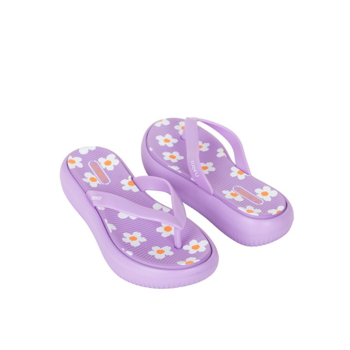 Chanclas Plataforma Violeta Margaritas