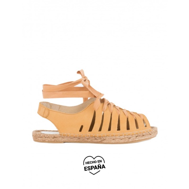 Sandalias Esparto Cordones PERA LIMONERA Mostaza