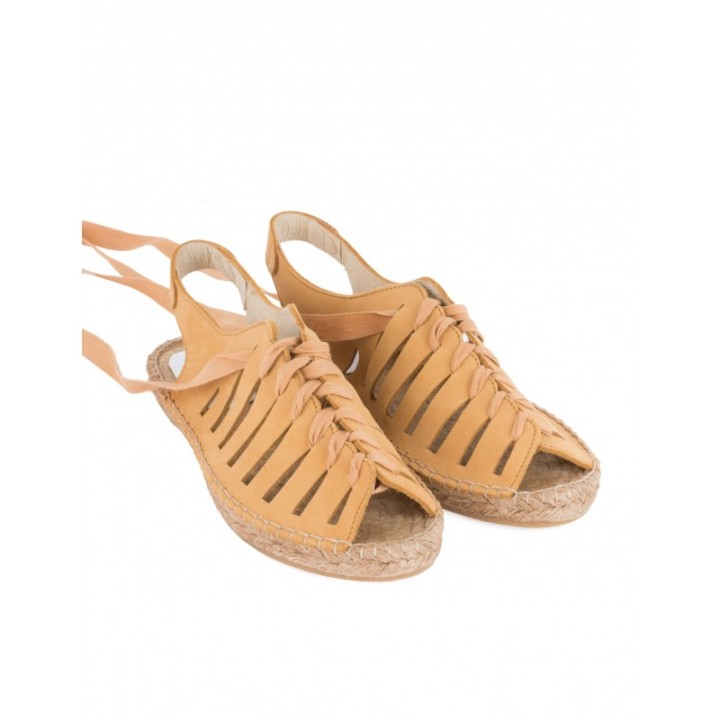 Sandalias Esparto Cordones PERA LIMONERA Mostaza