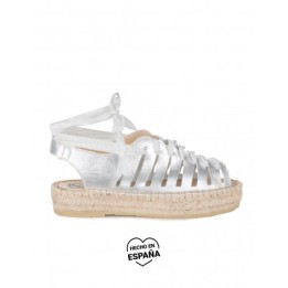 Sandalias Esparto Doble Suela Plateadas PERA LIMONERA
