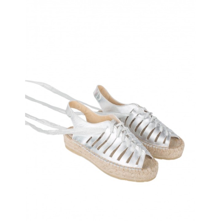 Sandalias Esparto Doble Suela Plateadas PERA LIMONERA