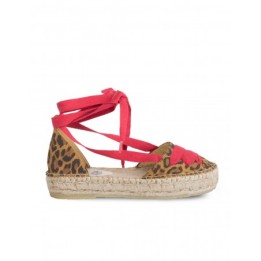 Alpargatas Cintas Doble Suela Leopardo PERA LIMONERA