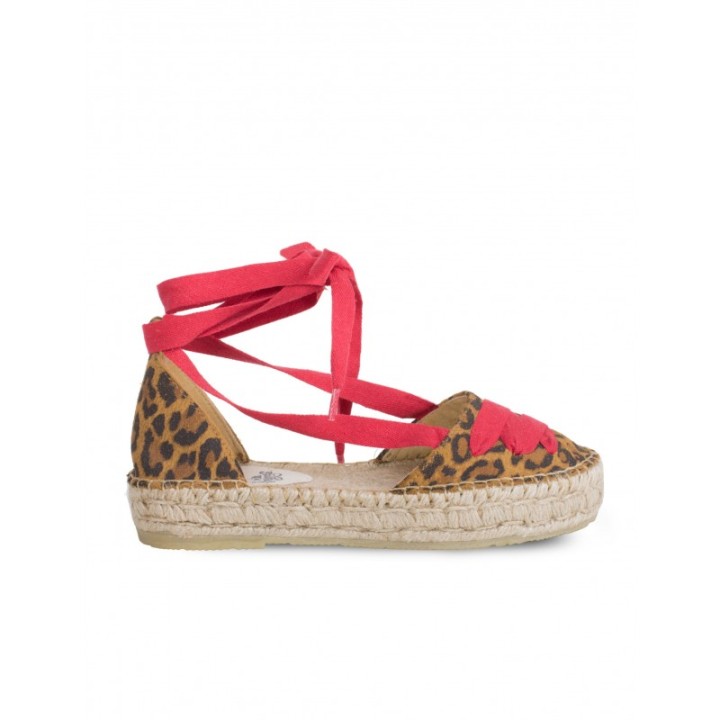 Alpargatas Cintas Doble Suela Leopardo PERA LIMONERA