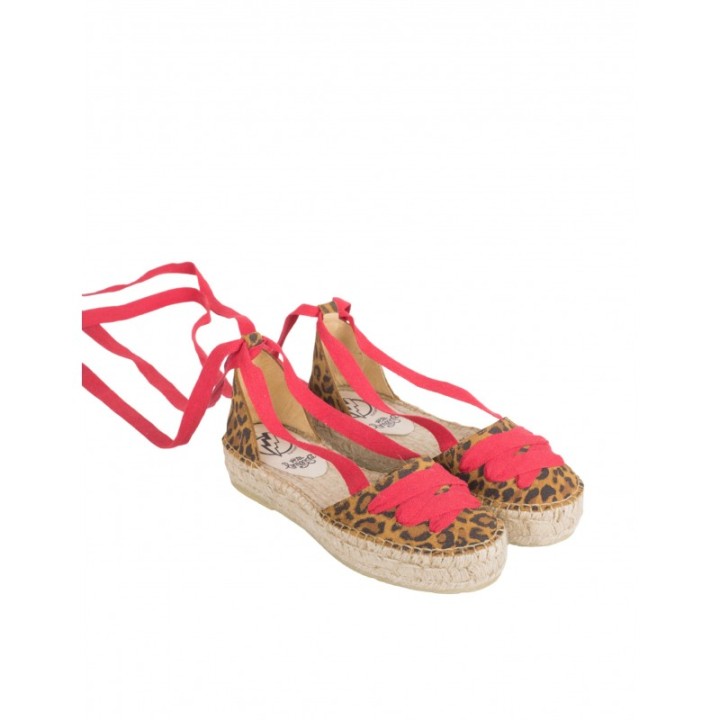 Alpargatas Cintas Doble Suela Leopardo PERA LIMONERA