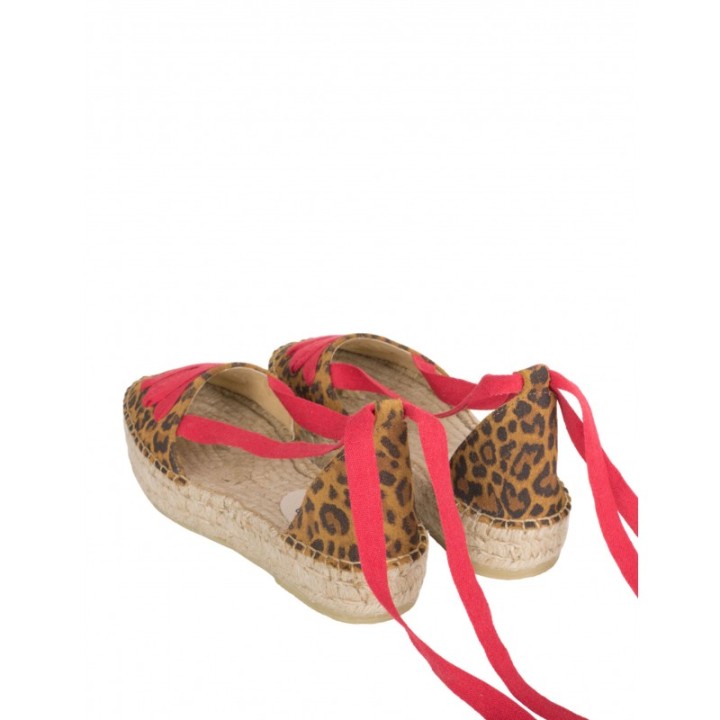 Alpargatas Cintas Doble Suela Leopardo PERA LIMONERA