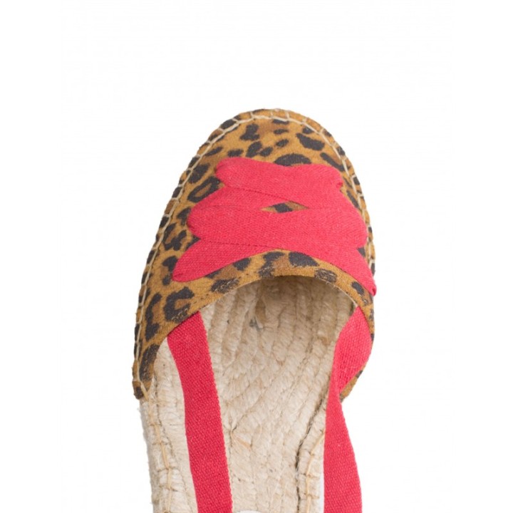 Alpargatas Cintas Doble Suela Leopardo PERA LIMONERA