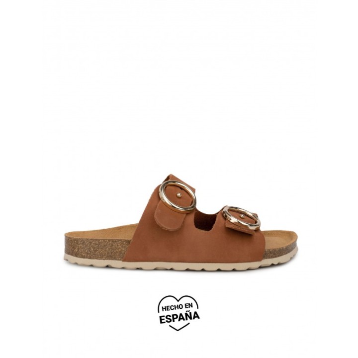 AUTENTI Sandalias Bio Hebillas Redondas Cuero