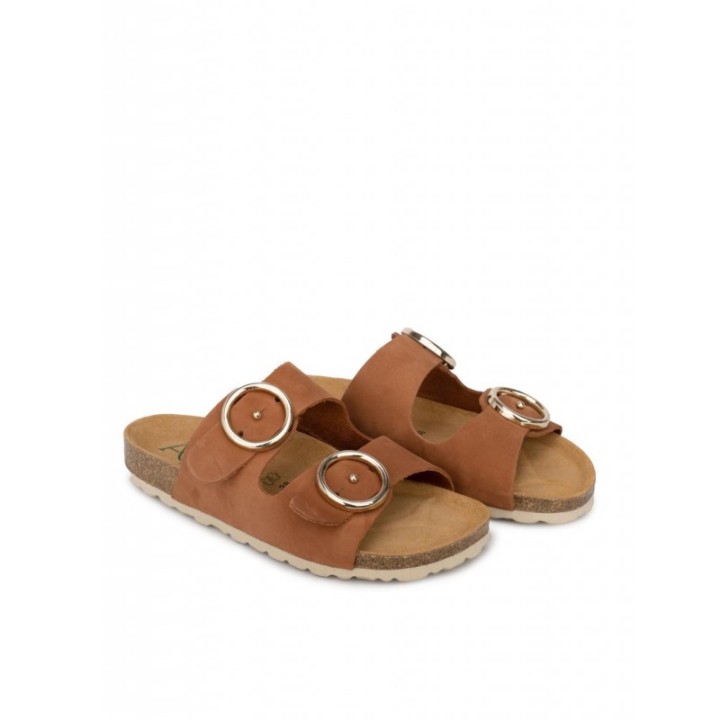 AUTENTI Sandalias Bio Hebillas Redondas Cuero