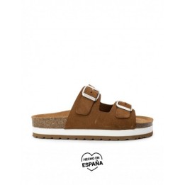 AUTENTI Sandalias Bio Plataforma Hebillas Marron