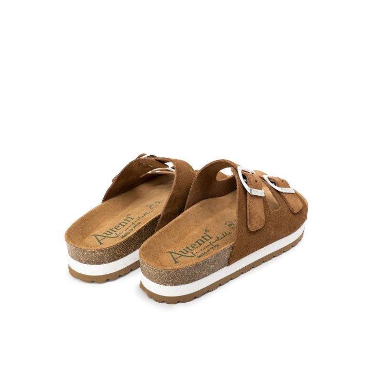 AUTENTI Sandalias Bio Plataforma Hebillas Marron