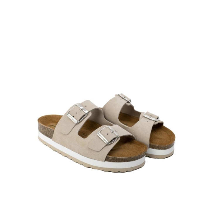 AUTENTI Sandalias Bio Plataforma Hebillas Beige